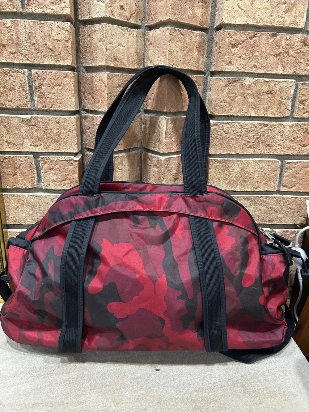 fuel sport carry all duffle red camo gym bag travel bag